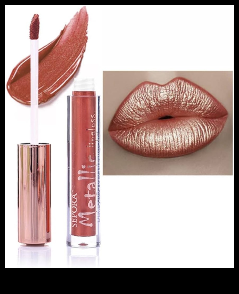Metallic Marvels: Ενσωμάτωση μεταλλικών λιπ γκλος στο look σας