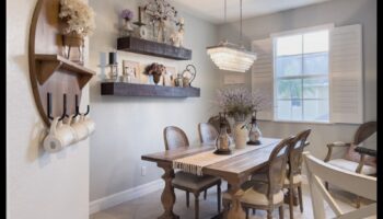 Διακόσμηση τραπεζαρίας αστικής αγροικίας για οικογενειακές συγκεντρώσεις